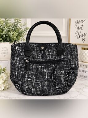 Bella Russo Black & White Crosshatch Handbag Satchel 🖤🤍